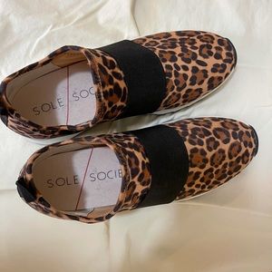 Sole Society animal print slip ons.